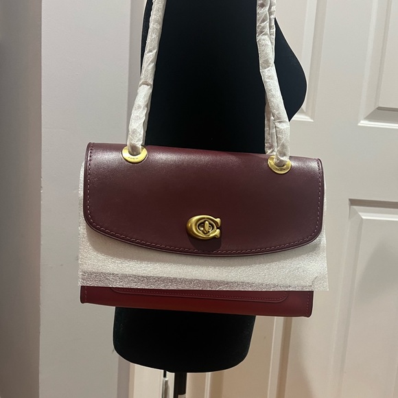 NWT Coach Parker Colorblock Purse w/ Chain Strap in Burgundy/Red Apple Multi 🍎 - Picture 6 of 9